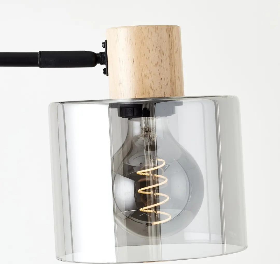 Brilliant Weald Staande Lamp 1.6m - Zwart/Rook/Hout