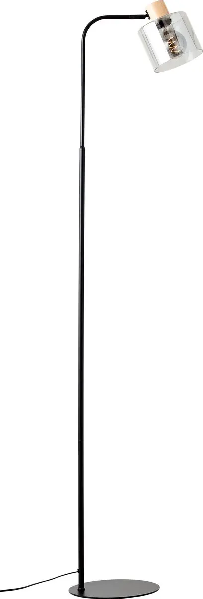 Brilliant Weald Staande Lamp 1.6m - Zwart/Rook/Hout