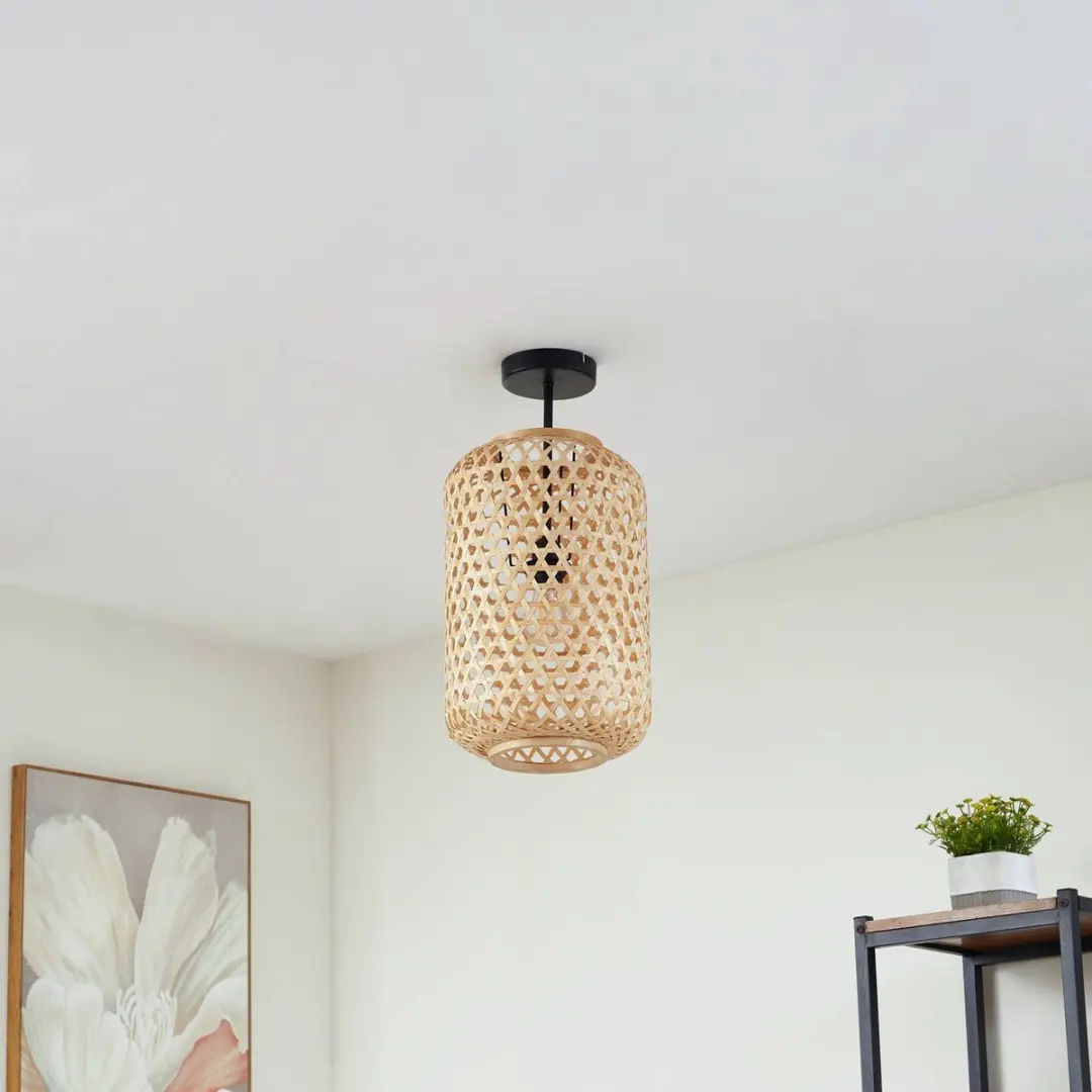 Lucande Plafondlamp Bamboe 1 Licht - 24,5cm - E27 - afbeelding 6 van 6