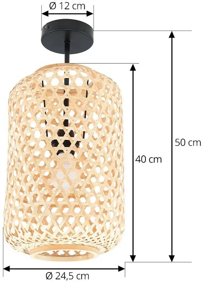 Lucande Plafondlamp Bamboe 1 Licht - 24,5cm - E27