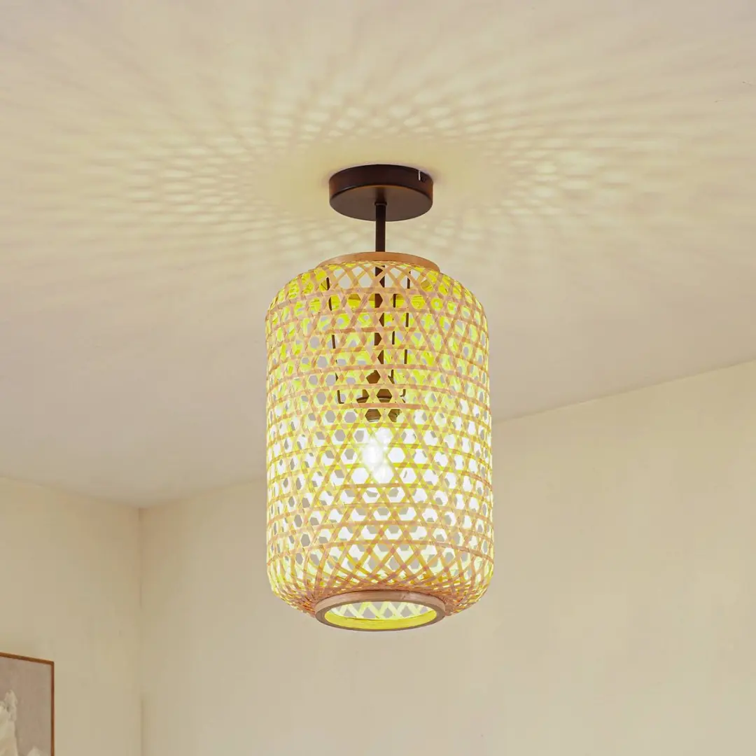Lucande Plafondlamp Bamboe 1 Licht
