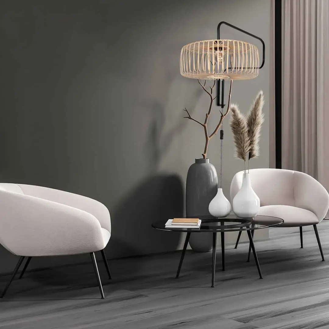 Steinhauer Breeza-Beache Wandlamp 40cm - Beige/Zwart - afbeelding 6 van 6