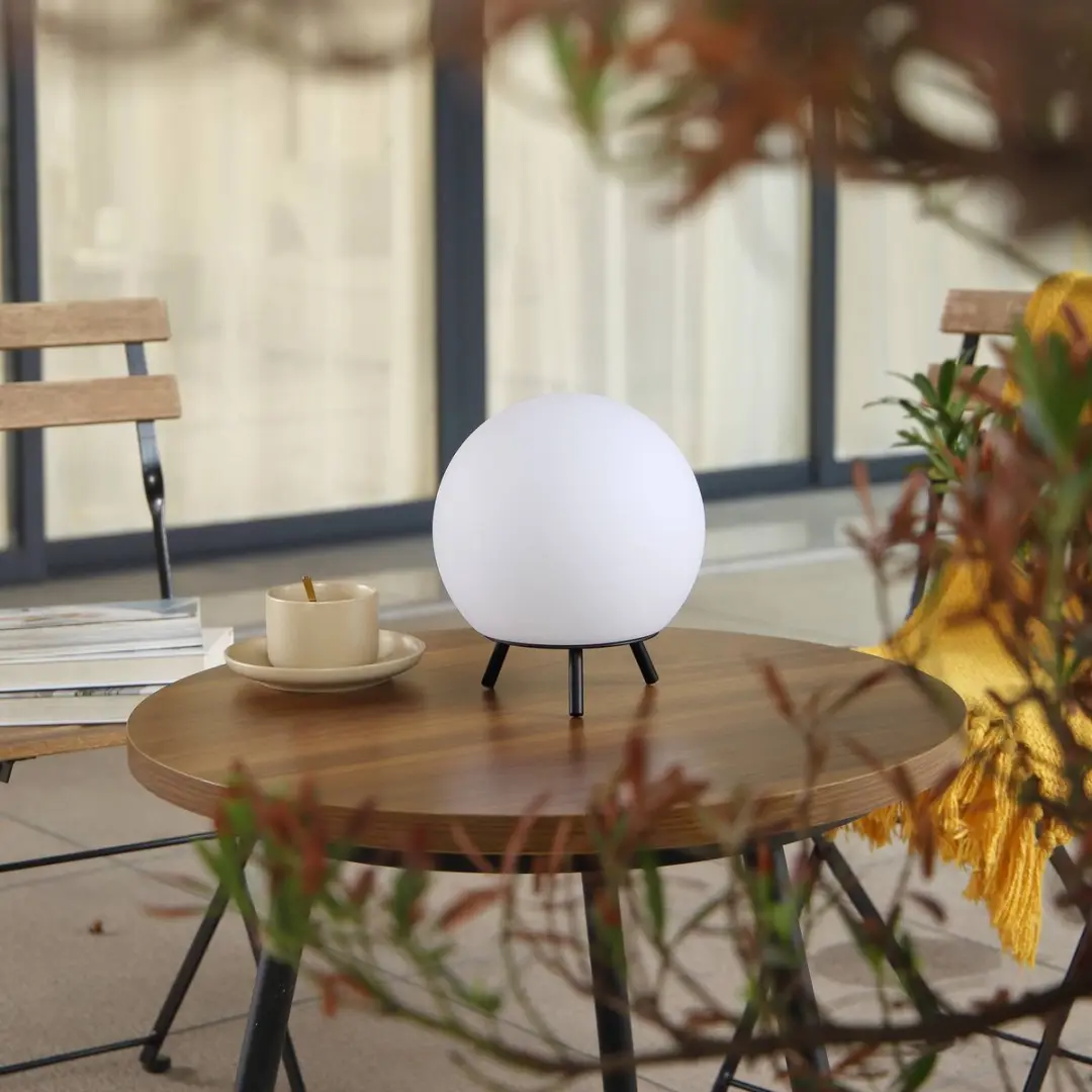 Lindby Terraslamp met Dimmer 1 Licht - 20cm - Wit/Zwart