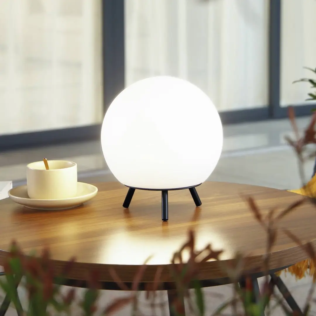 Lindby Terraslamp met Dimmer 1 Licht - 20cm - Wit/Zwart