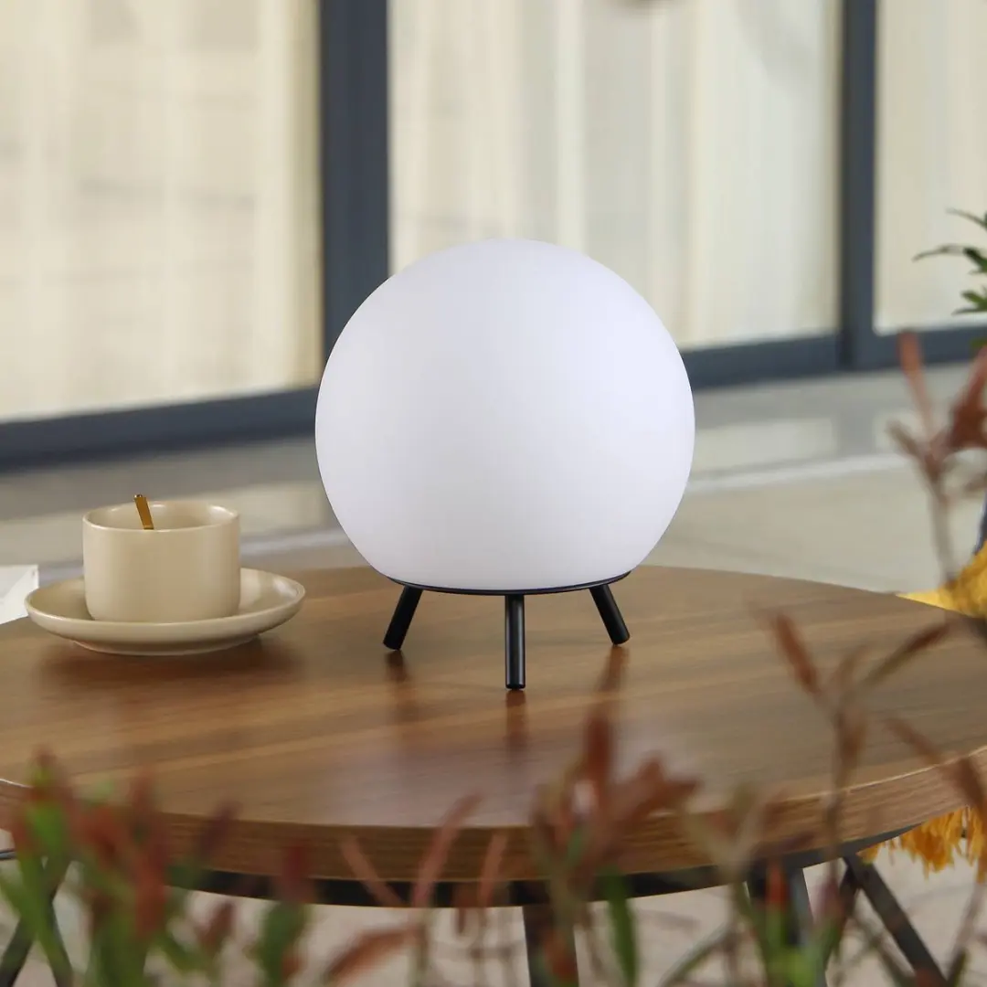 Lindby Terraslamp met Dimmer 1 Licht - 20cm - Wit/Zwart