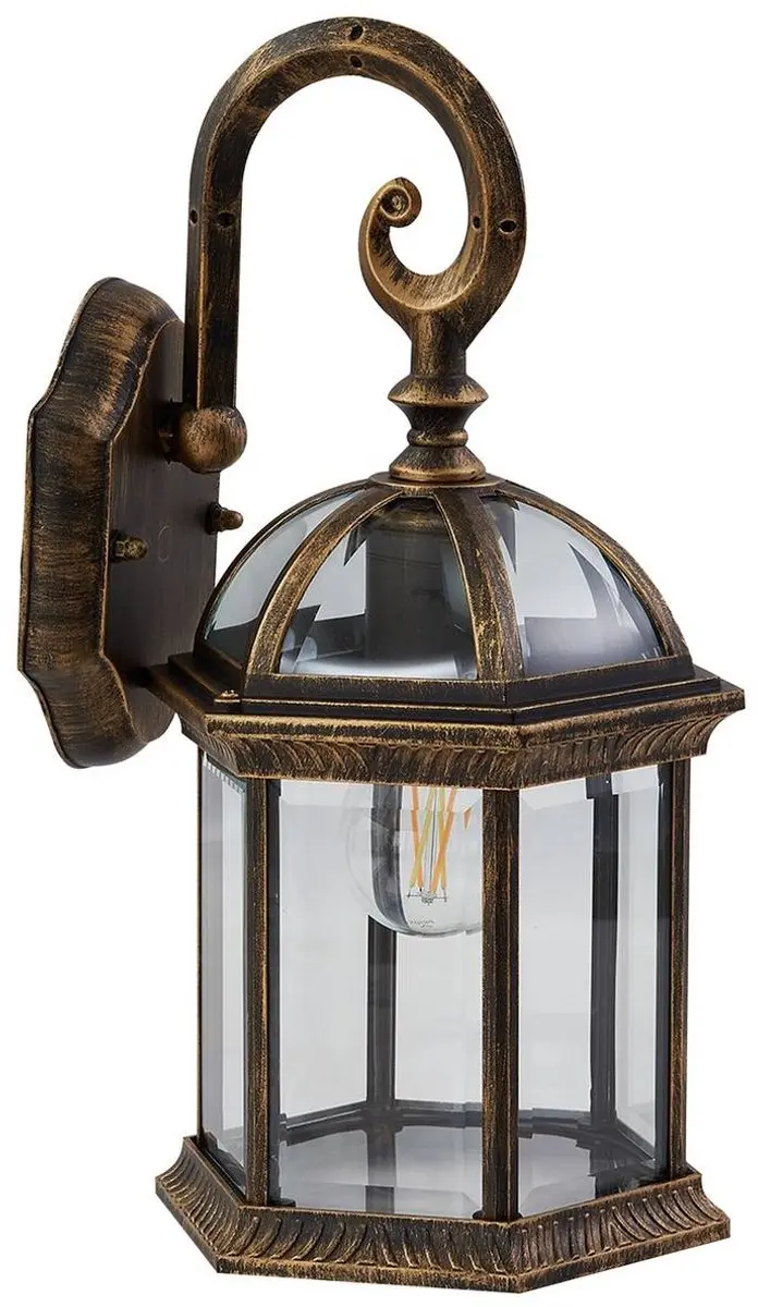 Lindby Wandlamp Buiten Antiek Goud/Zwart - 1 Lichtpunt E27