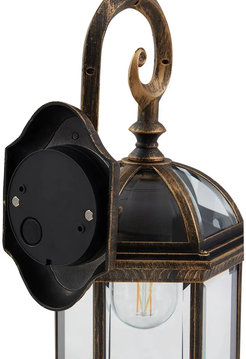 Lindby Wandlamp Buiten Antiek Goud/Zwart - 1 Lichtpunt E27