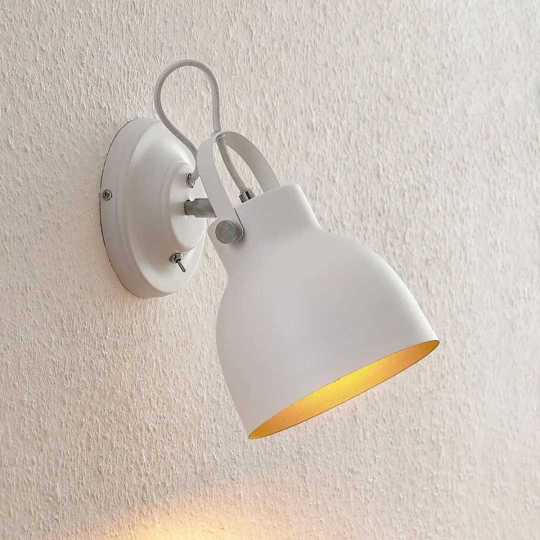 Lindby Wandlamp 1 Licht Staal E27 Wit/Goud