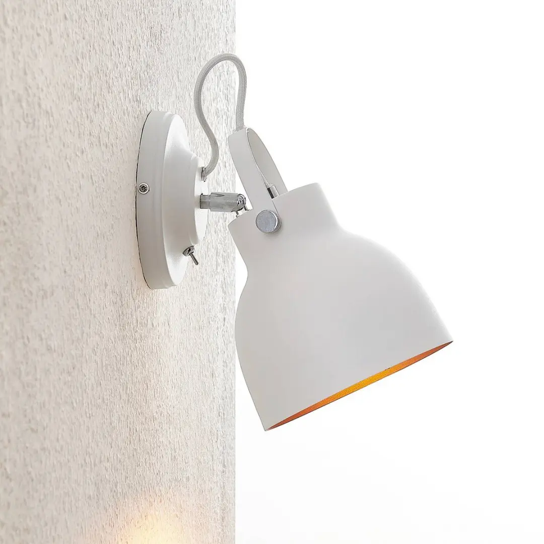 Lindby Wandlamp 1 Licht Staal E27 Wit/Goud