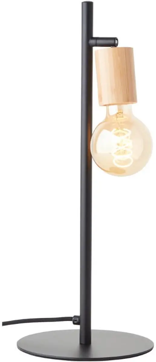 Brilliant Benny Wandlamp - 1x A60 E27 40W - Mat zwart/Natuurlijk aluminium