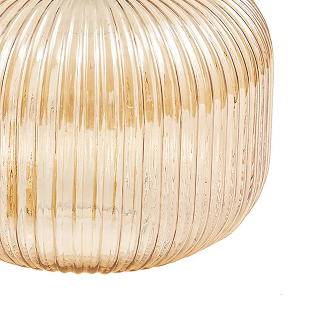 Lindby Hanglamp Glas Metaal 1 Licht E27 - 25cm - Amber/Goud