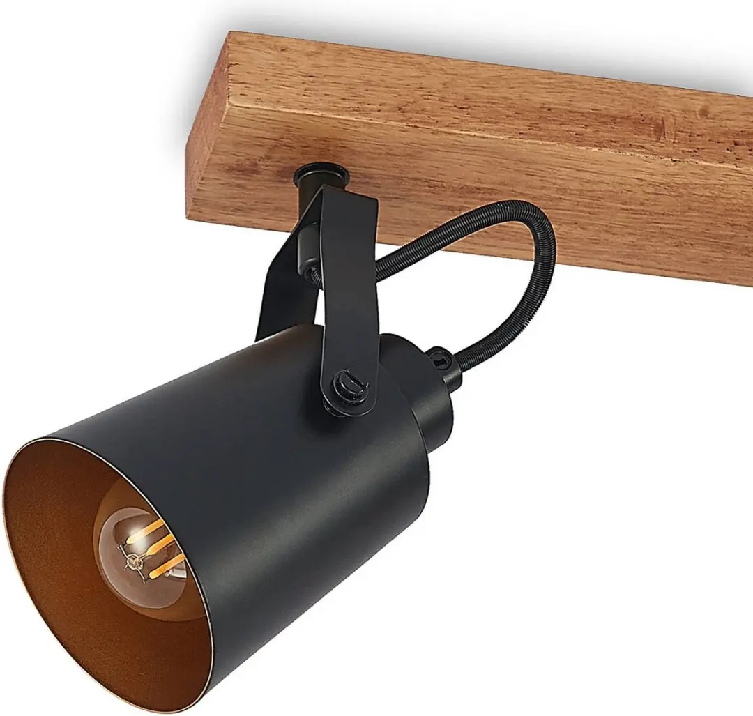Lindby Buitenspot 5-Lichts Metaal/Rubber Hout - E14 - Zwart/Dark Wood