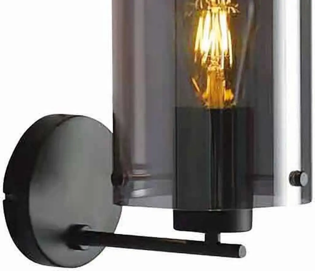 Freelight Ventotto Wandlamp - 15cm - Zwart/Smoke Glas
