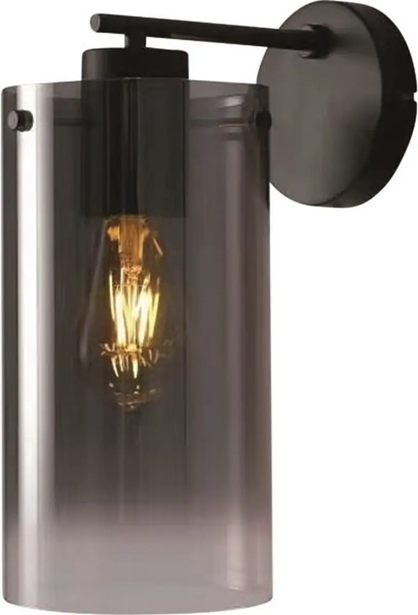 Freelight Ventotto Wandlamp - 15cm - Zwart/Smoke Glas