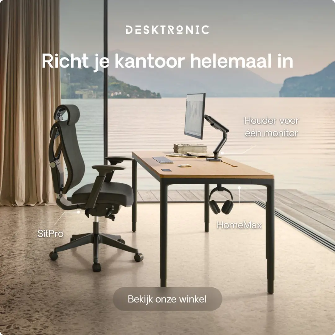 Desktronic HomeMax Zit-sta Bureau 160x80cm Bamboo/Zwart