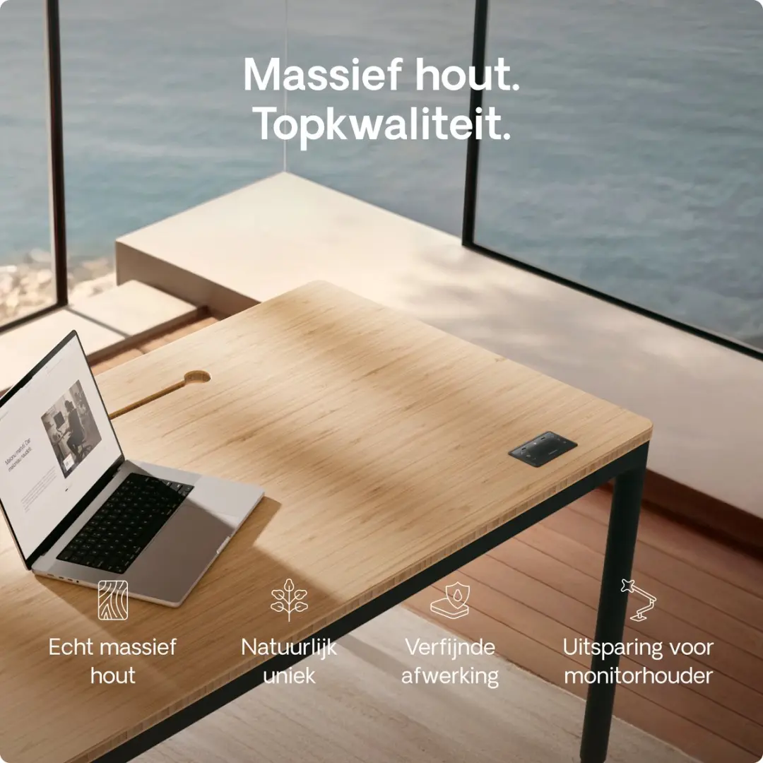 Desktronic HomeMax Zit-sta Bureau 160x80cm Bamboo/Zwart