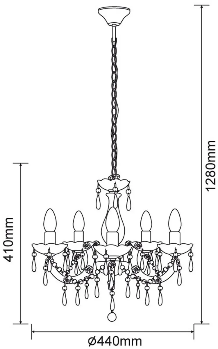 Globo Kroonluchter 5-vlammen - 44x128cm - Kleurrijk
