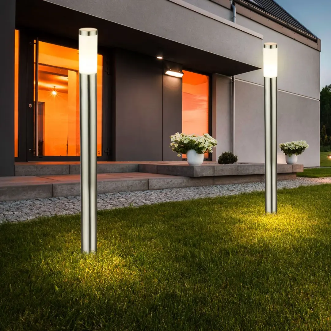 Globo Set van 2 Buiten Staande Lampen RVS - Zilver