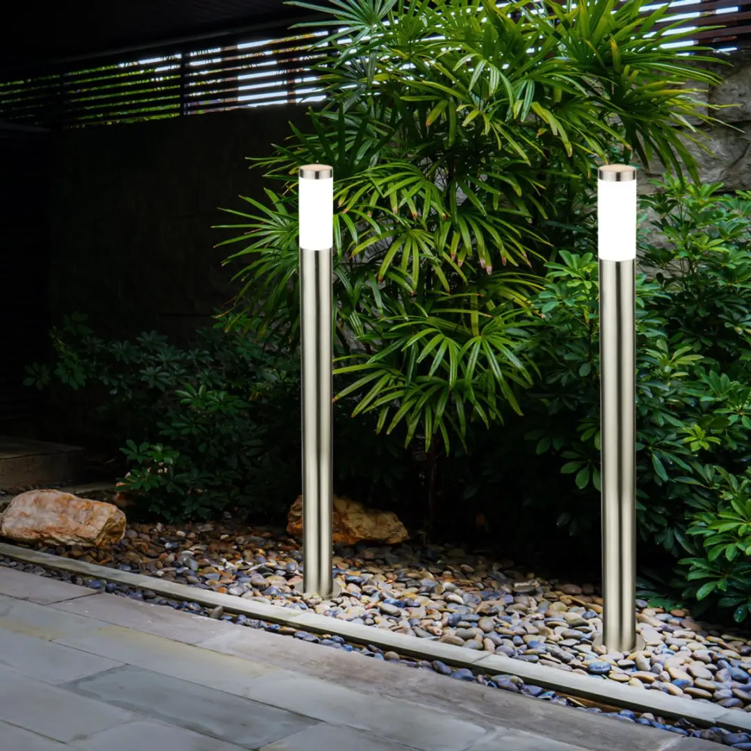 Globo Set van 2 Buiten Staande Lampen RVS - Zilver