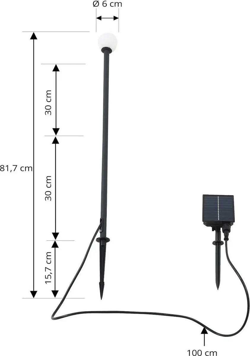 Lindby Sfeerverlichting Buiten 1 Licht - Aluminium/Kunststof - 81.7cm - Zwart/Wit
