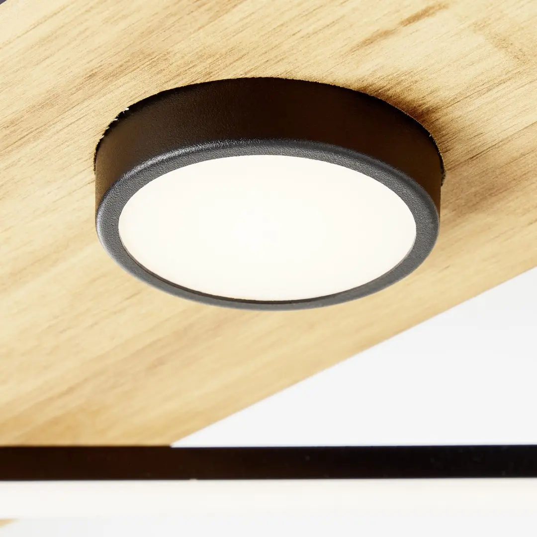 Brilliant Woodbridge Plafonnière - 1 Lichtpunt - Hout/Zwart - afbeelding 6 van 6