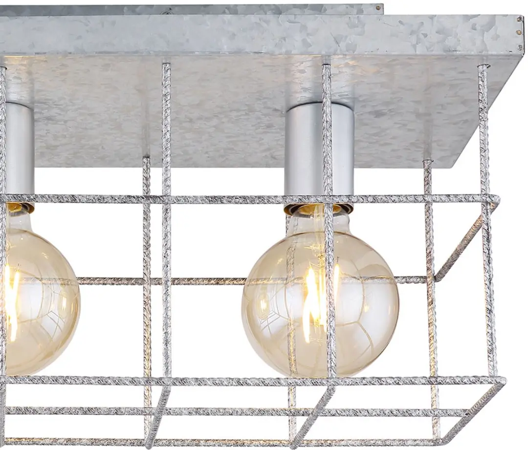 Globo Industriële Plafondlamp 3x E27 - 60x20x25,8cm - Zinkkleurig
