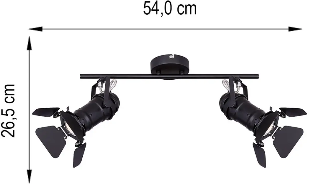 Globo Plafondlamp Spot Strip 2x GU10 - 54x26,5cm Zwart