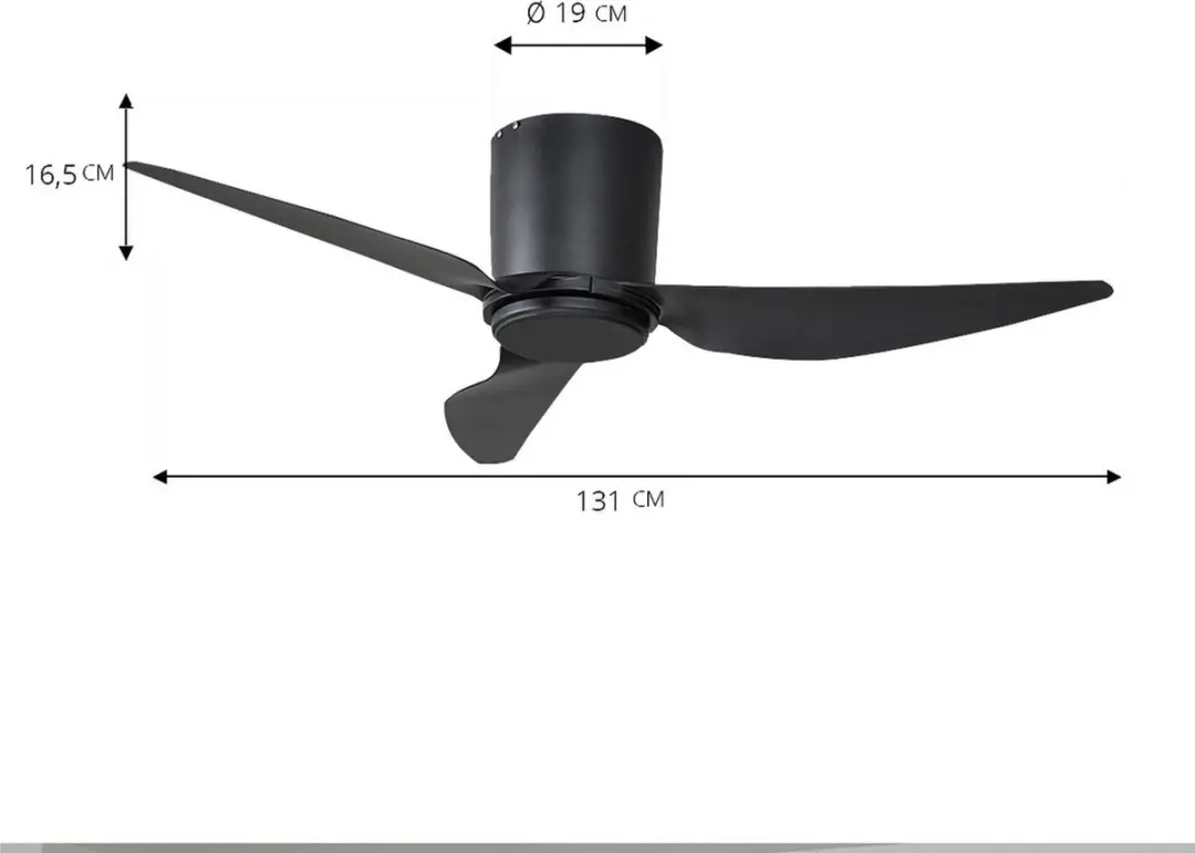 Lindby Plafondventilator 123cm - 3 Bladen - Zwart