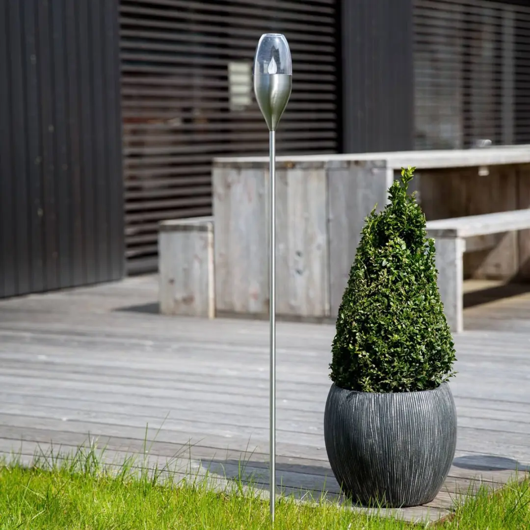 Lindby Jari+ Solar Buitenlamp 122cm - Roestvrij staal