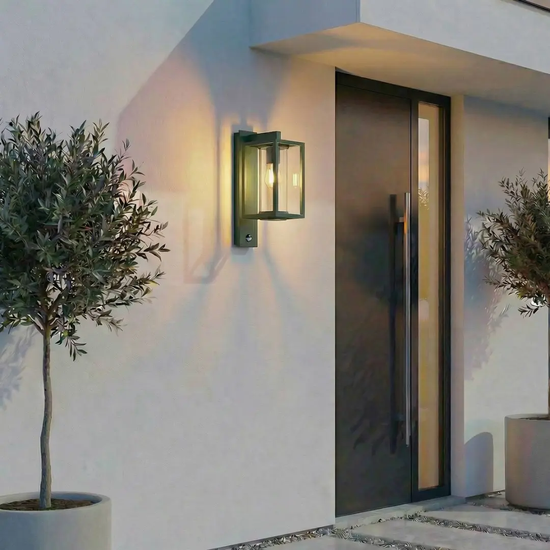 Lucande Wandlamp Aluminium Glas 1 Licht E27 - 38cm - Donkergroen