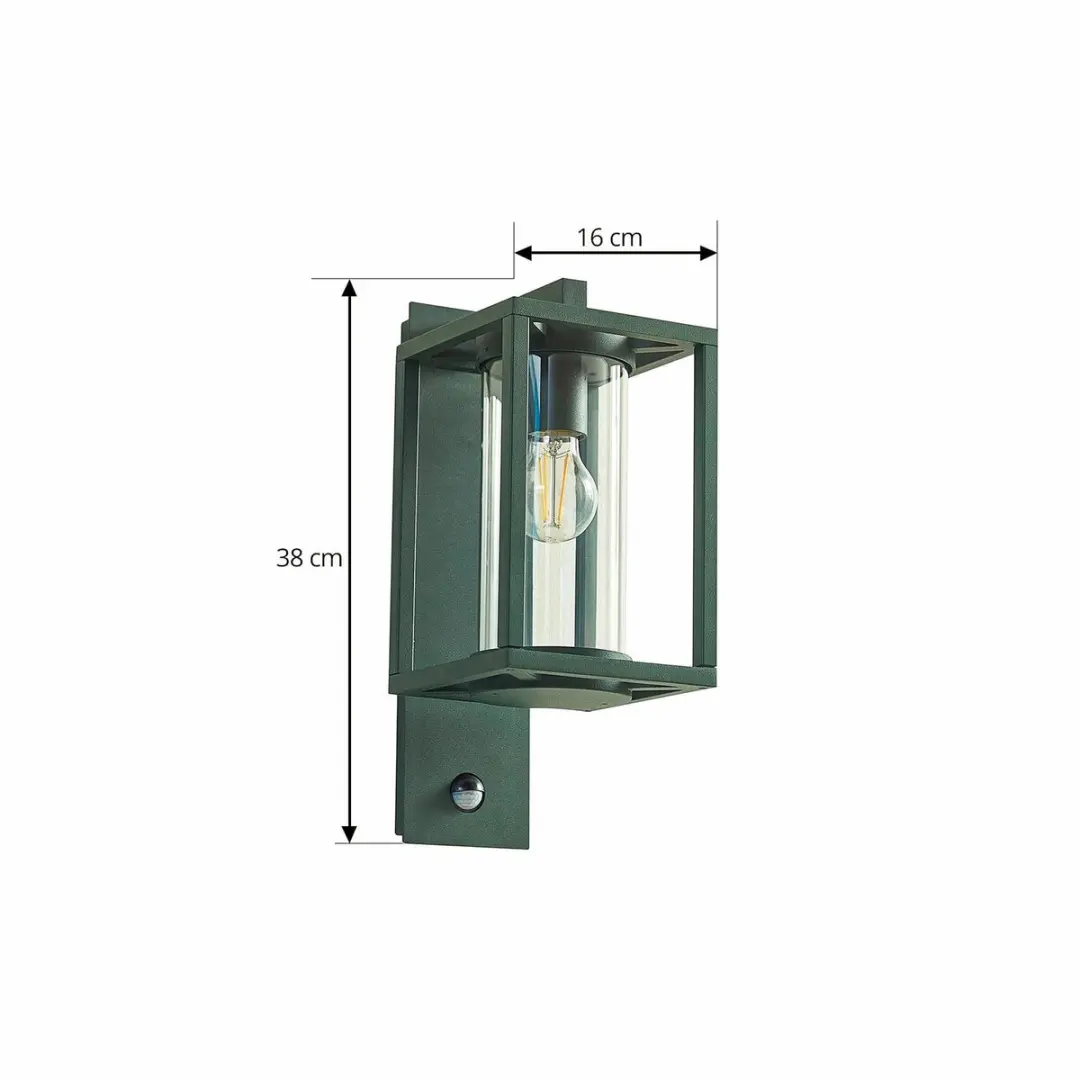 Lucande Wandlamp Aluminium Glas 1 Licht E27 - 38cm - Donkergroen - afbeelding 6 van 6