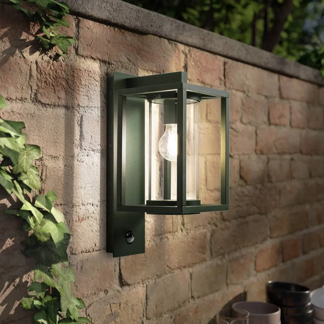 Lucande Wandlamp Aluminium Glas 1 Licht E27 - 38cm - Donkergroen