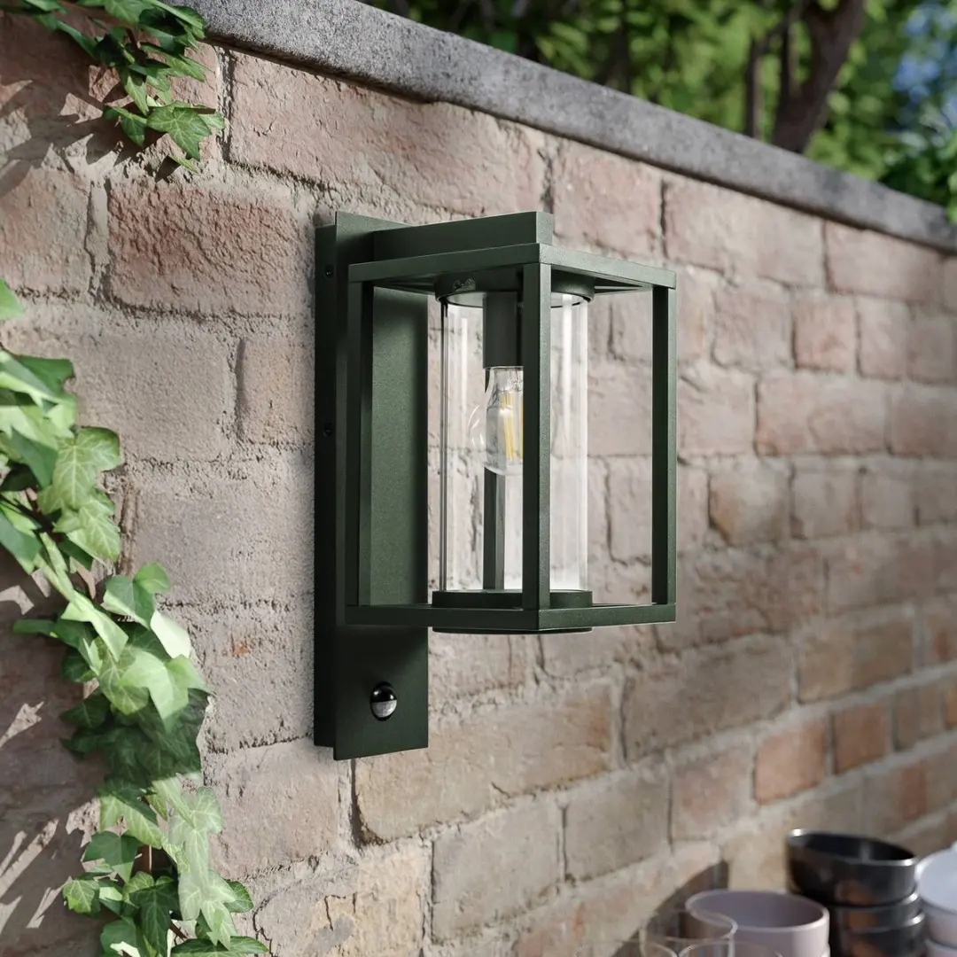 Lucande Wandlamp Aluminium Glas 1 Licht E27 - 38cm - Donkergroen