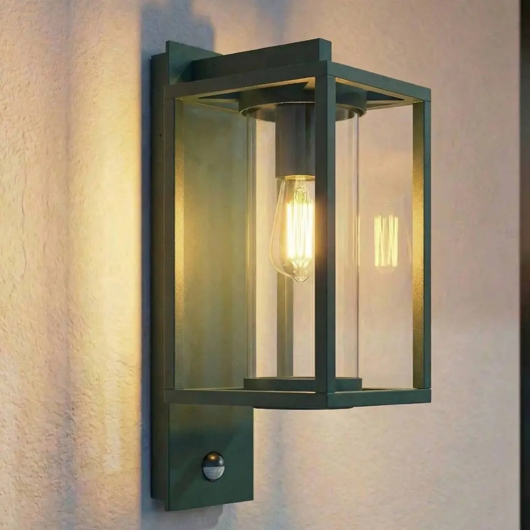 Lucande Wandlamp Aluminium Glas 1 Licht E27 - 38cm - Donkergroen