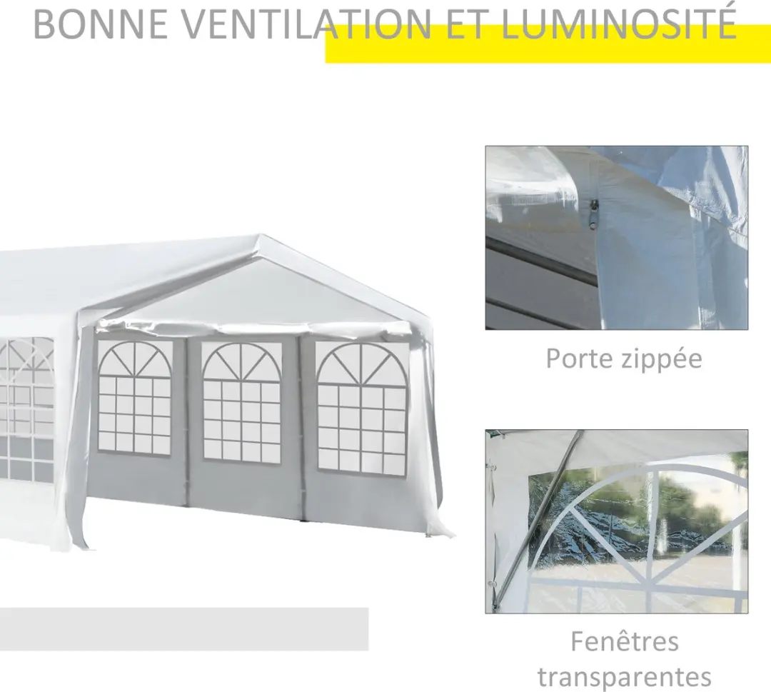Outsunny Feesttent PE 800x400x280cm - Wit