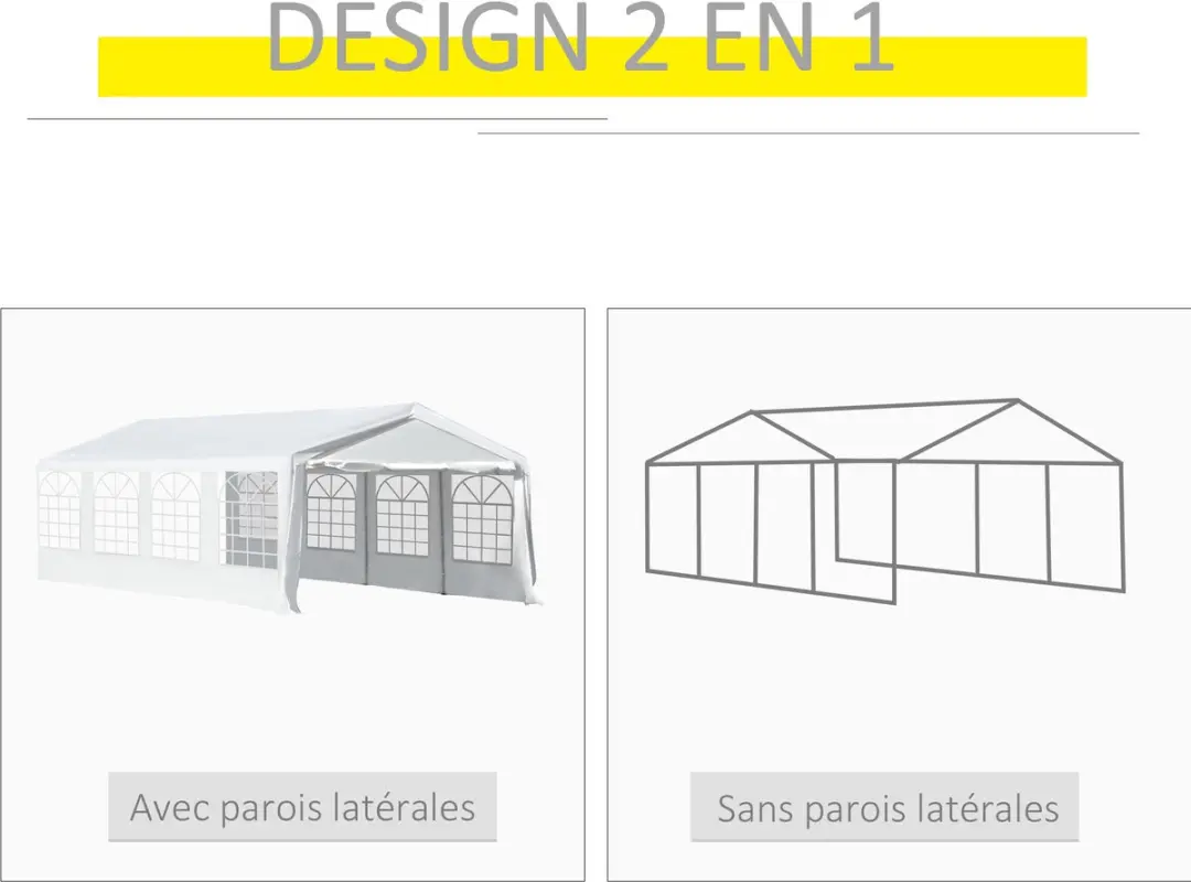 Outsunny Feesttent PE 800x400x280cm - Wit
