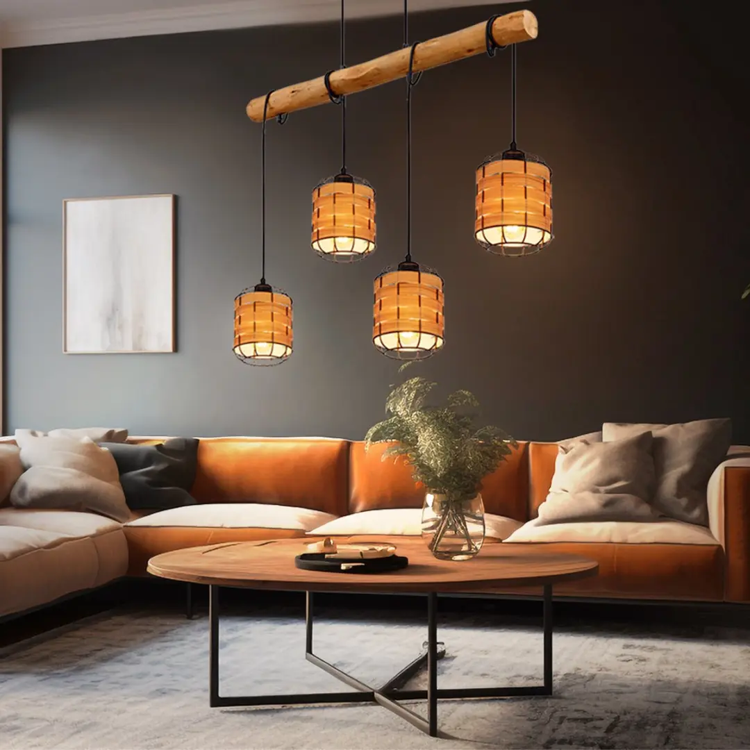 Globo Elmar Hanglamp - 4 Lichtpunten - Naturel - afbeelding 6 van 6