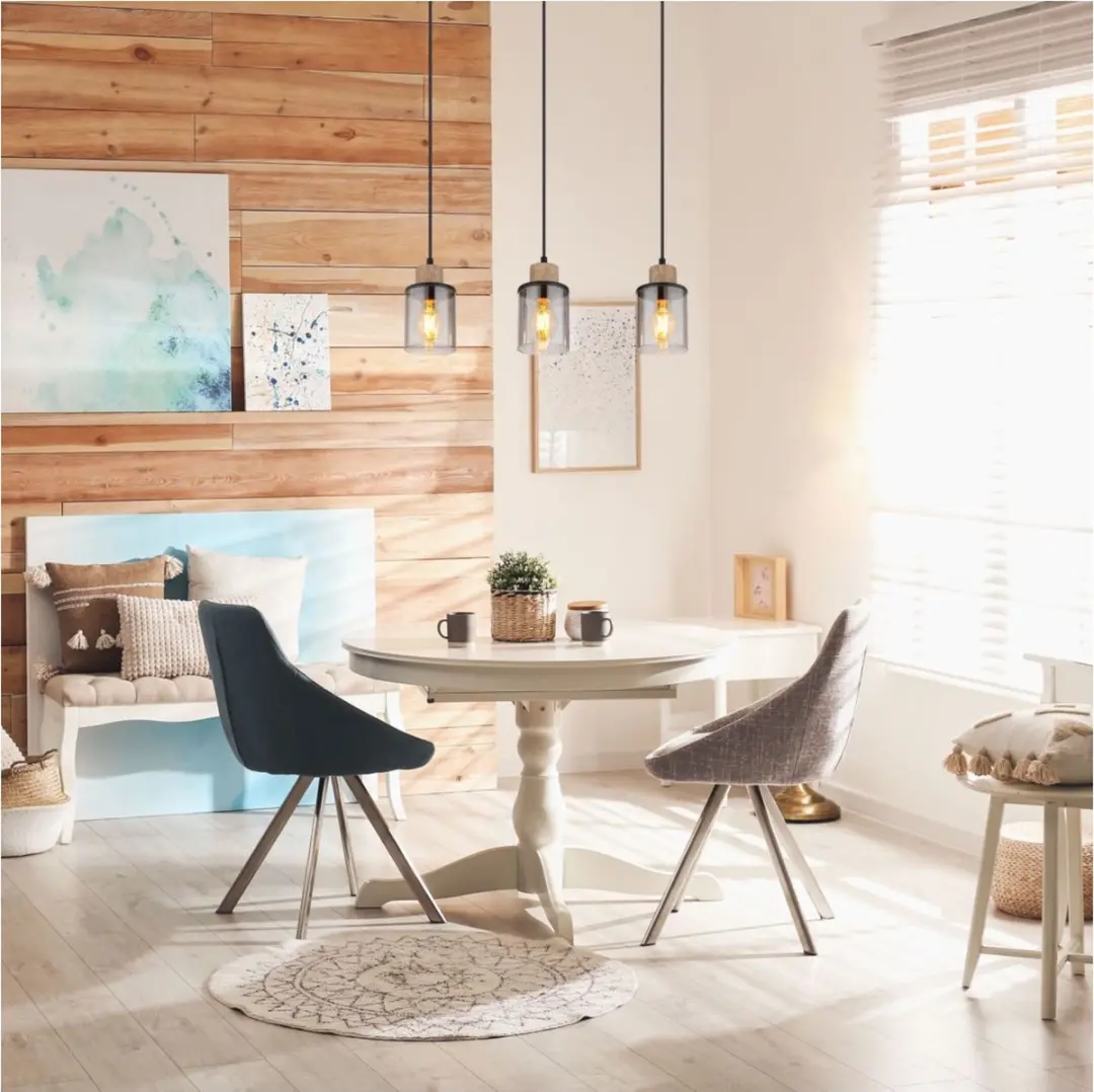 Globo Reid Hanglamp 3xE27 - Zwart - Glas Smoke