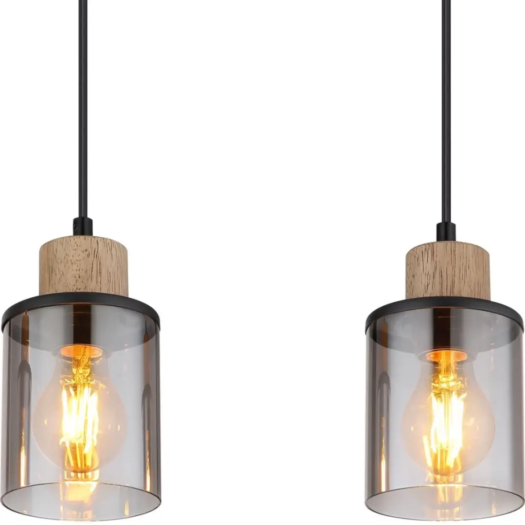 Globo Reid Hanglamp 3xE27 - Zwart - Glas Smoke - afbeelding 6 van 6