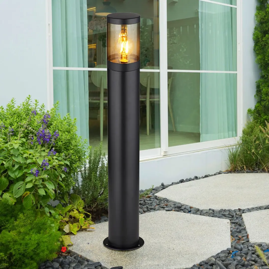 Globo Staande Buitenlamp Rook - E27 14x80cm - Zwart
