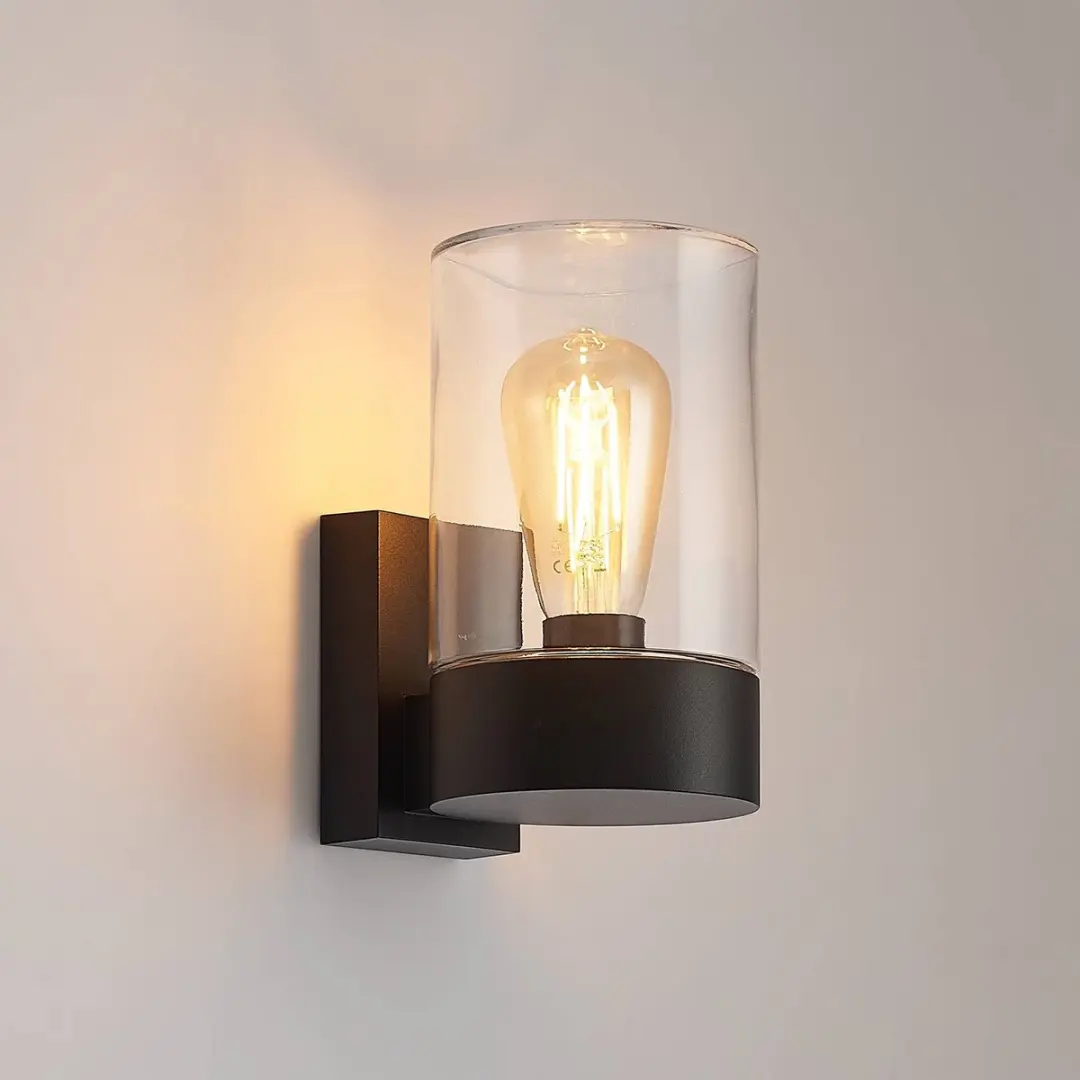 ARCCHIO Wandlamp Buiten 1 Licht E27 - Zwart/Heldere Glas