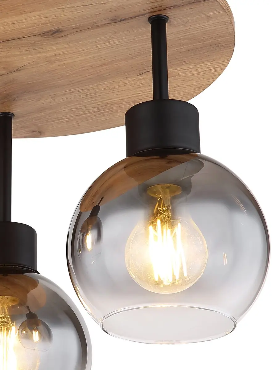 Globo Moitas Plafonnière 3xE27 Ø38cm - Naturel Zwart
