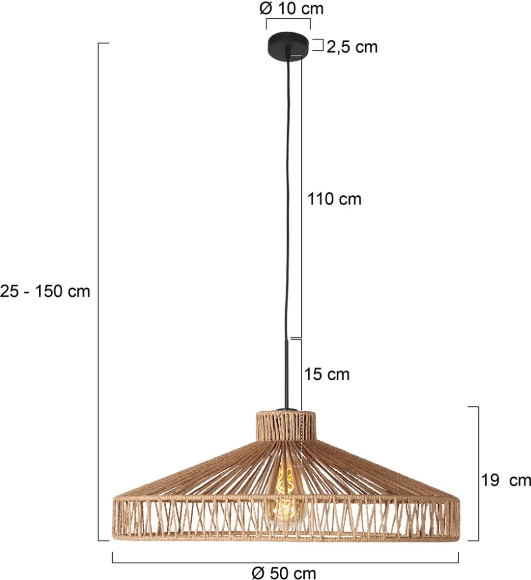 Steinhauer Ropex 4482ZW Hanglamp - Crème touwdesign 40W - afbeelding 6 van 6
