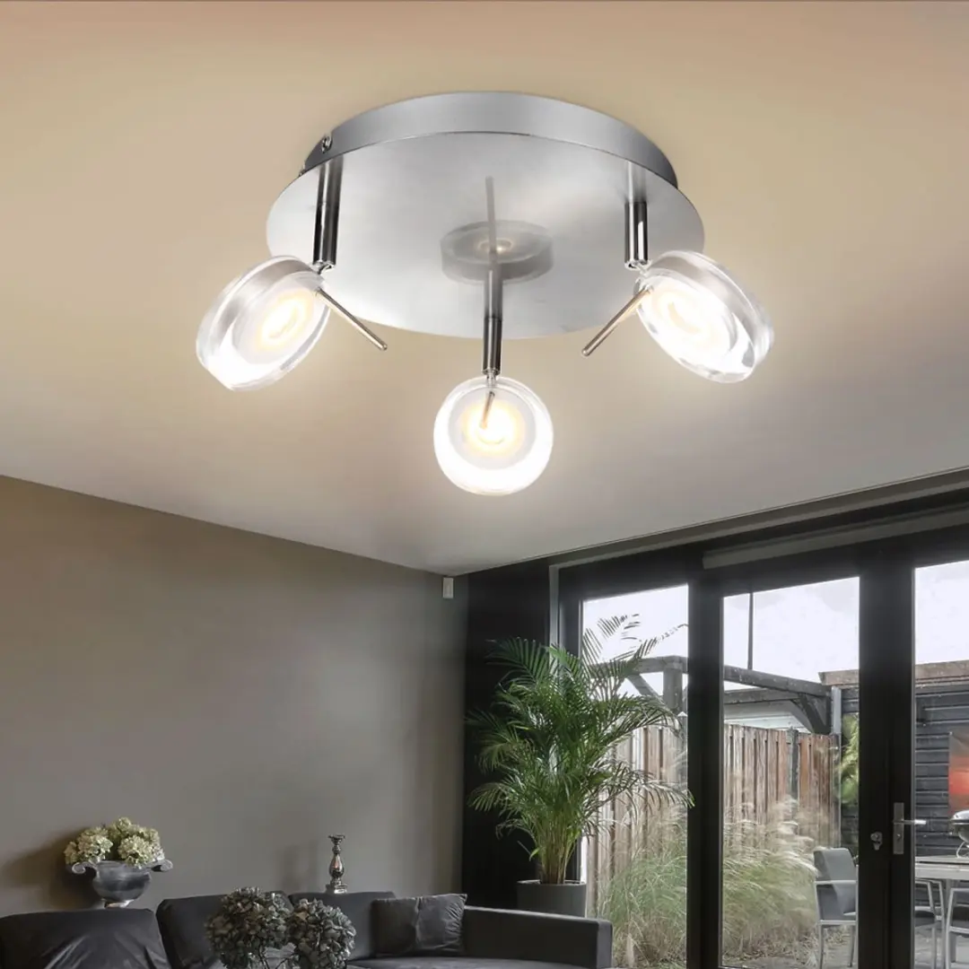 Globo Spotrondell Plafondlamp 3x5W Warm Wit - Zilver