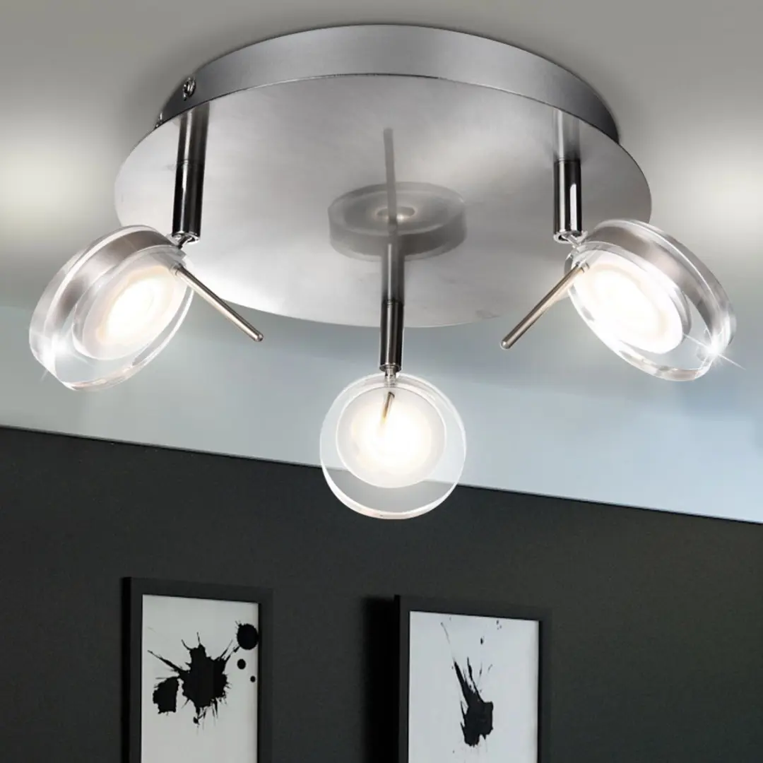 Globo Spotrondell Plafondlamp 3x5W Warm Wit - Zilver