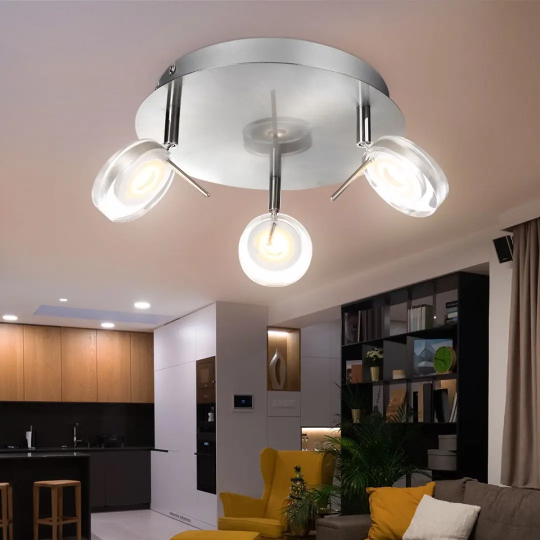 Globo Spotrondell Plafondlamp 3x5W Warm Wit - Zilver
