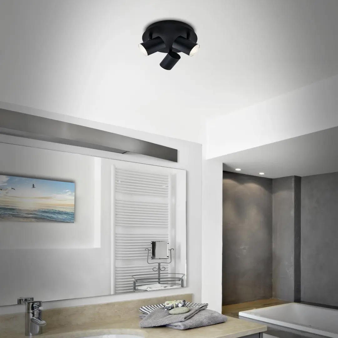 Briloner Banyo Badkamerlamp 3x GU10 5W - IP44 - Zwart