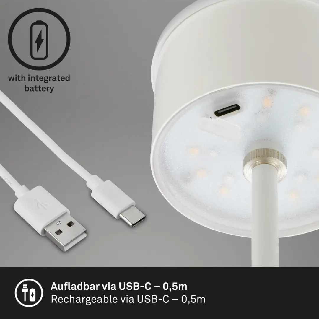 Briloner Kiki RGB Tafellamp - Oplaadbaar Wit - Ø12cm