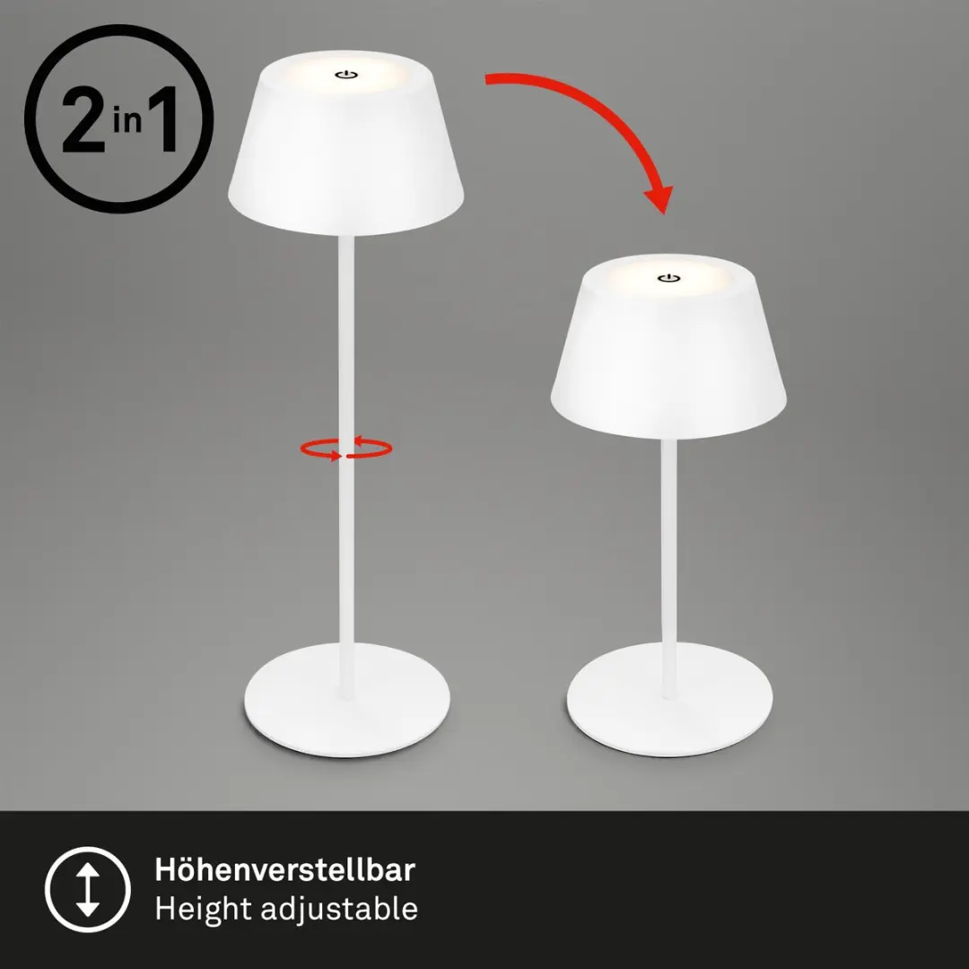 Briloner Kiki RGB Tafellamp - Oplaadbaar Wit - Ø12cm