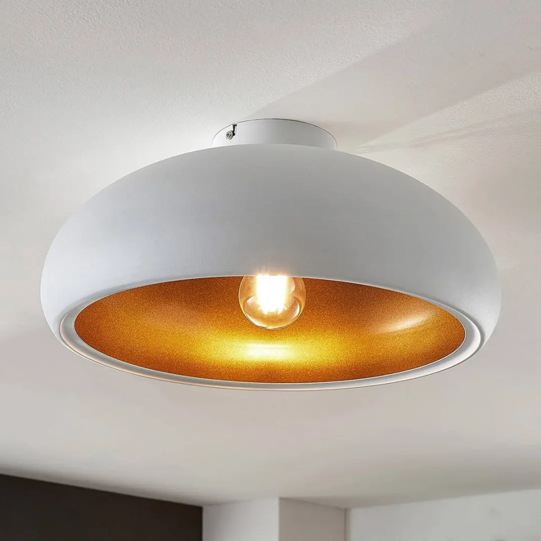 Lindby Plafondlamp Metaal 40cm - Wit/Goud - E27